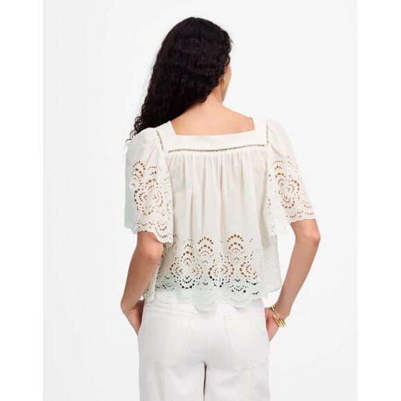 MADEWELL Women's Flutter-Sleeve Top Size M In White - Picture 3 of 9